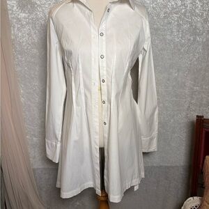 XCVI White Button-Up Blouse  cotton blend Long Sleeve corset back Size S